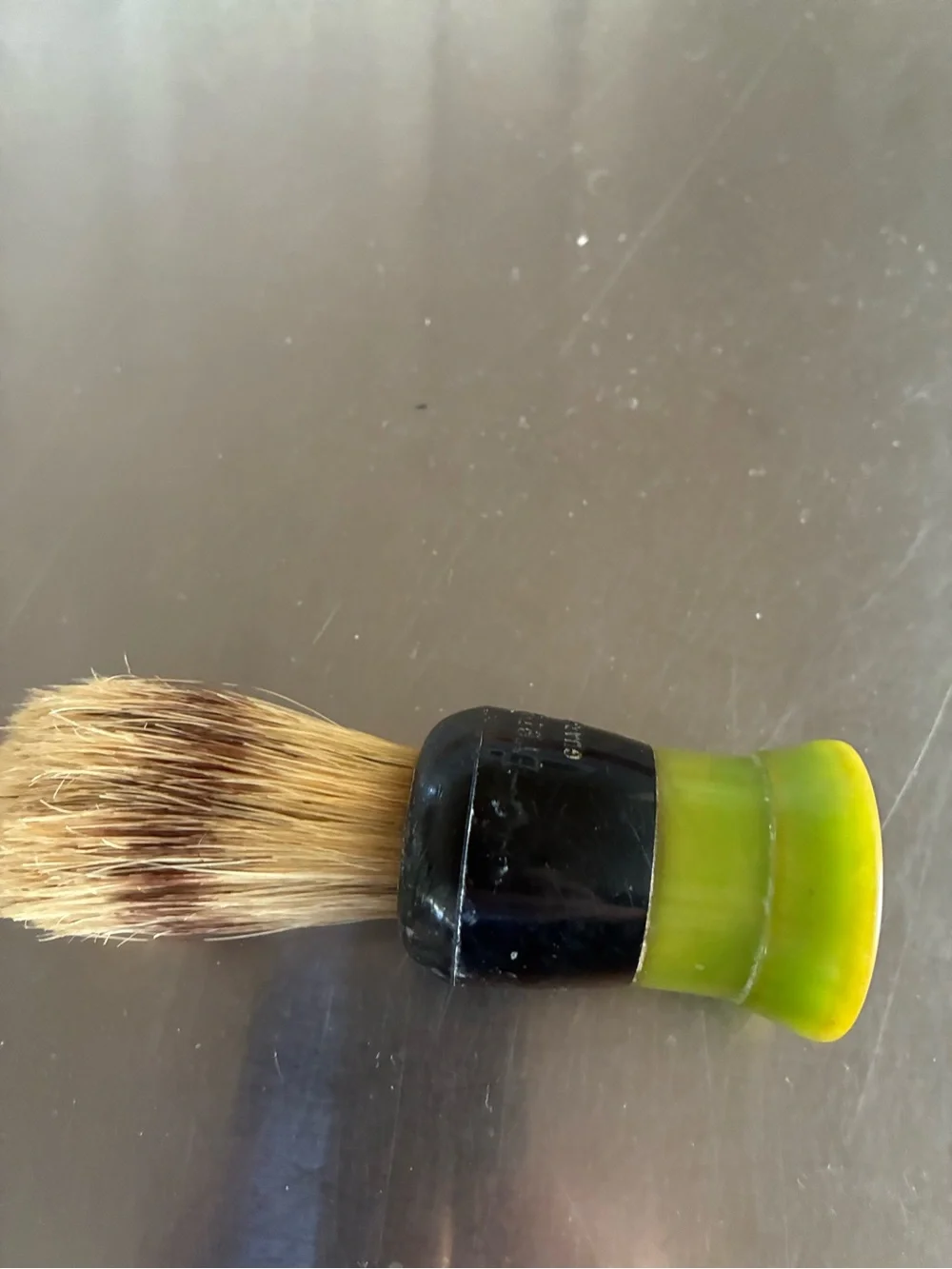 Shaving Brush Bakelite Catalan Yellow-Green W/ Boar or Badger Bristles VTG